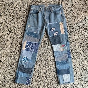 Forgotten Saints Reworked Levis 501 Patchwork Jeans Handmade 31x30